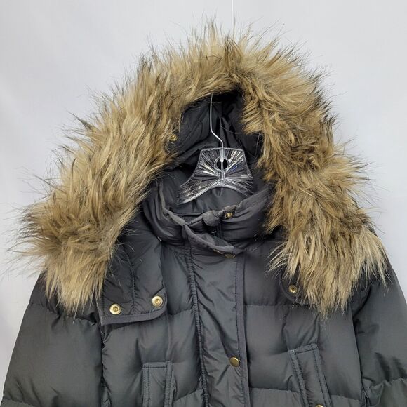 J. Crew Womens Wintress Faux Fur Trim Hooded Winter Puffer Coat Brown Size M - Picture 4 of 16